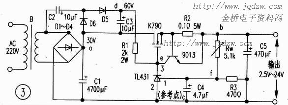 一款采用tl431的大电流可调稳压电源电路分析